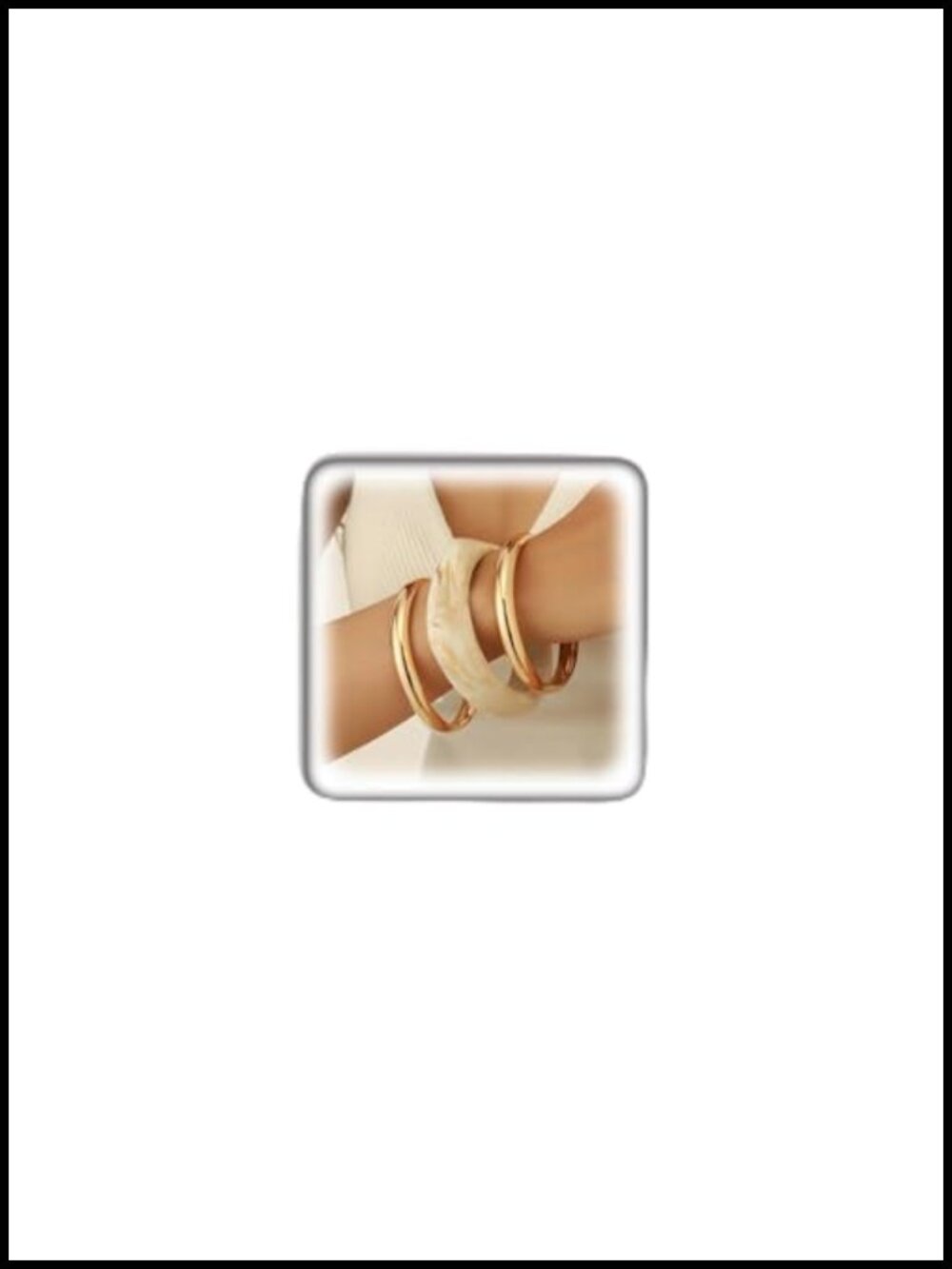 Chunky Gold Stackable Bangle Set Geometric Marbled Resin Women's Bracelets